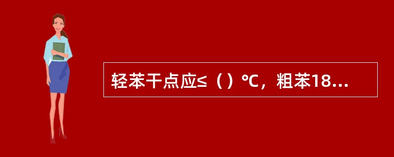 轻苯干点应≤（）℃，粗苯180℃前馏出量应≥（）%。