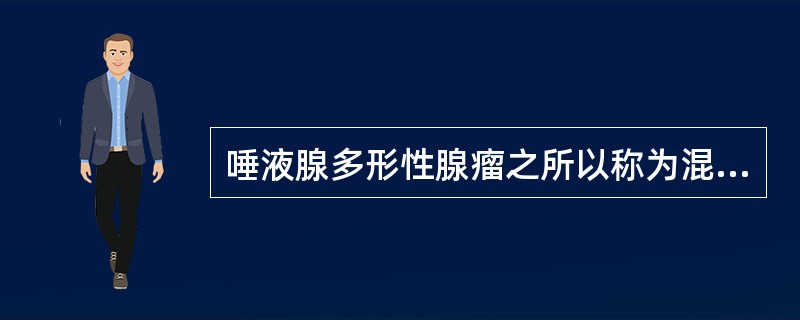 唾液腺多形性腺瘤之所以称为混合瘤是因为（）