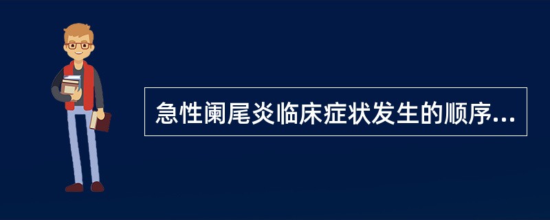 急性阑尾炎临床症状发生的顺序一般是()