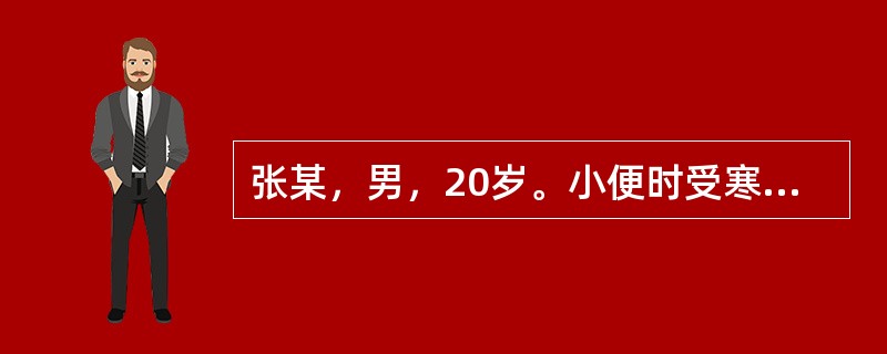 张某，男，20岁。小便时受寒诱发腹痛，以少腹疼痛为主，拘急而痛，得温可减，舌苔薄