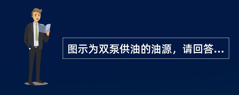 图示为双泵供油的油源，请回答下列问题。（1）写出1、2、3、4元件的名称，其中1