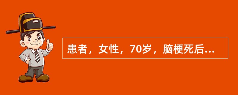 患者，女性，70岁，脑梗死后2天，神志清醒，言语可，家属反映患者饮水呛咳，进食少