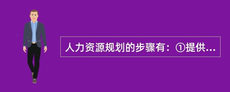 人力资源规划的步骤有：①提供人力资源信息;②评估人力资源规划;③组织目标与战略分