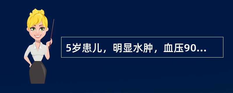 5岁患儿，明显水肿，血压90／60mmHg，尿蛋白+++，尿红细胞0～2／HP，