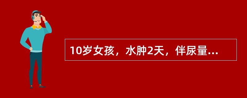 10岁女孩，水肿2天，伴尿量减少及血尿，今诉头痛、视物不清，发病前2周有呼吸道感