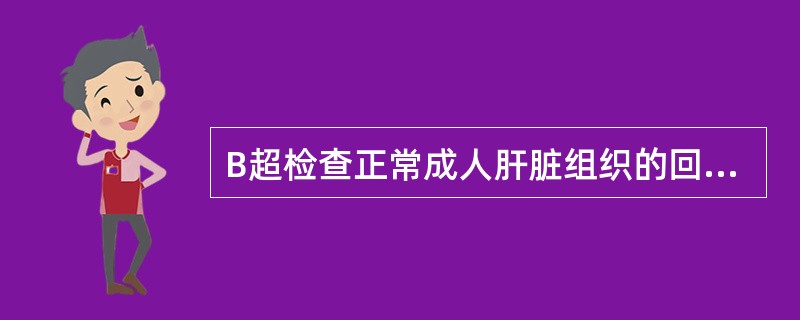 B超检查正常成人肝脏组织的回声表现是（）