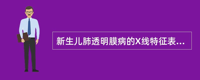 新生儿肺透明膜病的X线特征表现应除外以下哪一项（）