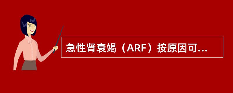 急性肾衰竭（ARF）按原因可分为：（）、（）、（）。