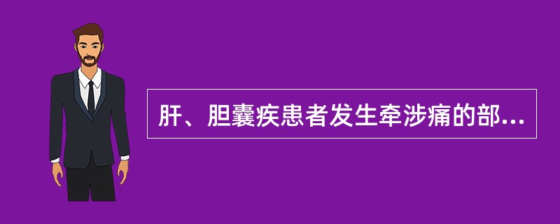 肝、胆囊疾患者发生牵涉痛的部位可位于（）。