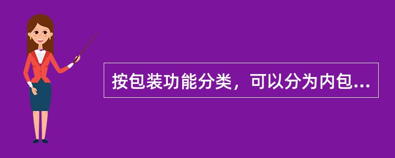 按包装功能分类，可以分为内包装和外包装，以保证货物在运输、保管、装卸搬运过程中的