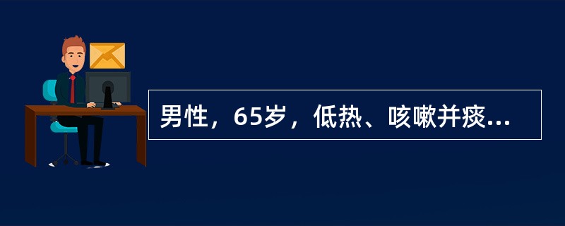男性，65岁，低热、咳嗽并痰中带血丝3个月。胸片显示左肺上叶不张，少量胸膜腔积液