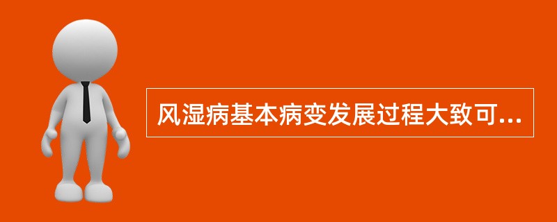 风湿病基本病变发展过程大致可分为：（）（）、瘢痕期（愈合期）3期。