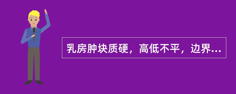 乳房肿块质硬，高低不平，边界不清，腋窝可触及肿块者，多为（）