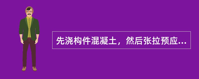 先浇构件混凝土，然后张拉预应力钢筋的预应力产生方法称为（）。