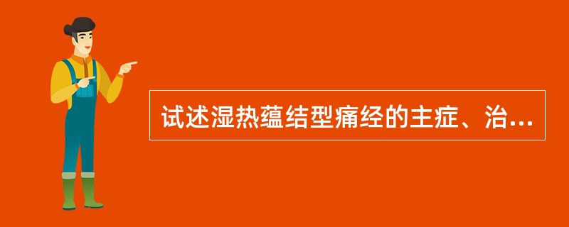 试述湿热蕴结型痛经的主症、治法、代表方。