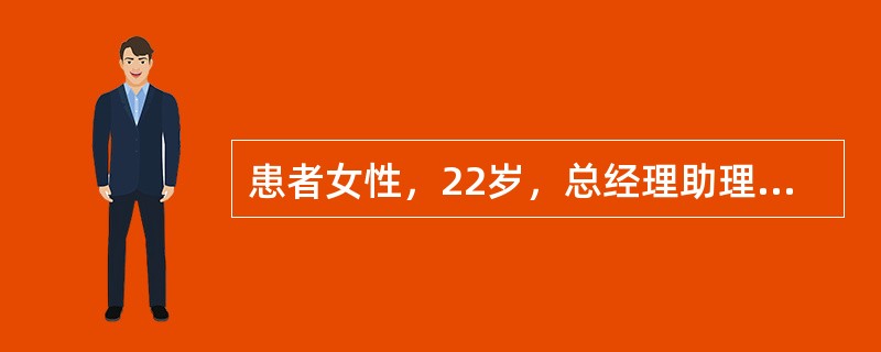 患者女性，22岁，总经理助理。因兴奋话多，疑人害，行为紊乱1周入院。1周前因工作