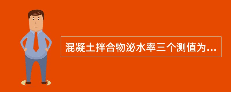 混凝土拌合物泌水率三个测值为14%、15%、19%，该混凝土拌合物泌水率为（）。