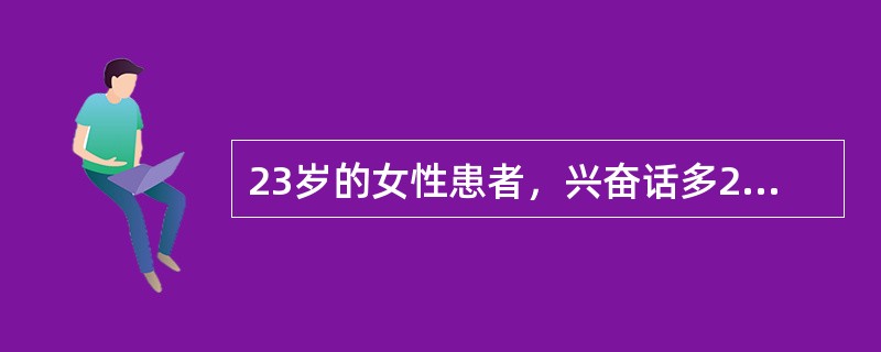 23岁的女性患者，兴奋话多2周入院。体查发现患者甲状腺Ⅰ度肿大，甲状腺功能检查示