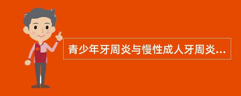 青少年牙周炎与慢性成人牙周炎不同的是，早期可出现（）