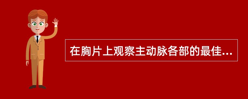 在胸片上观察主动脉各部的最佳位置是（）