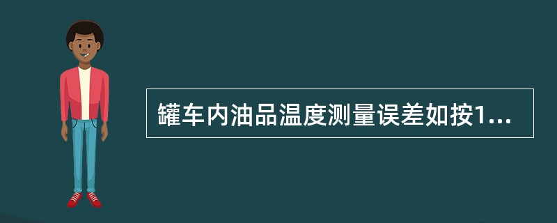 罐车内油品温度测量误差如按1℃估算，由此引起的容积计量误差（σ7）约为（）.