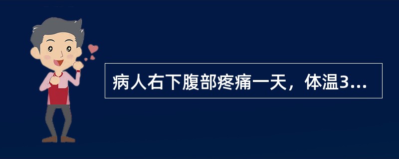 病人右下腹部疼痛一天，体温37℃左右，伴恶心呕吐，右下腹部压痛及肌紧张，WBC：