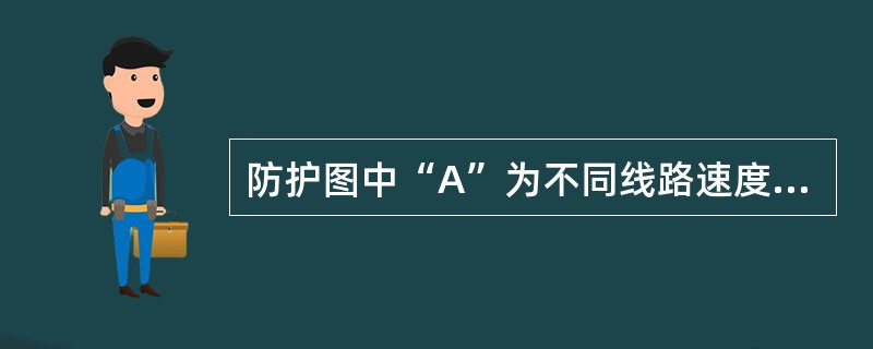 防护图中“A”为不同线路速度等级的列车紧急制动距离，当允许速度120km/h＜V