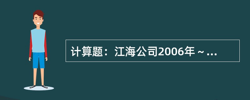 计算题：江海公司2006年～2008年有关投资业务如下：(1)2006年1月1日