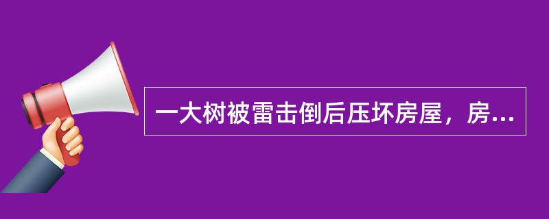 一大树被雷击倒后压坏房屋，房屋倒塌致使家用电器损毁。家用电器损毁导致房屋着火，则