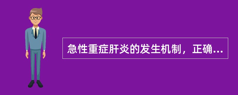 急性重症肝炎的发生机制，正确的说法可能是（）。