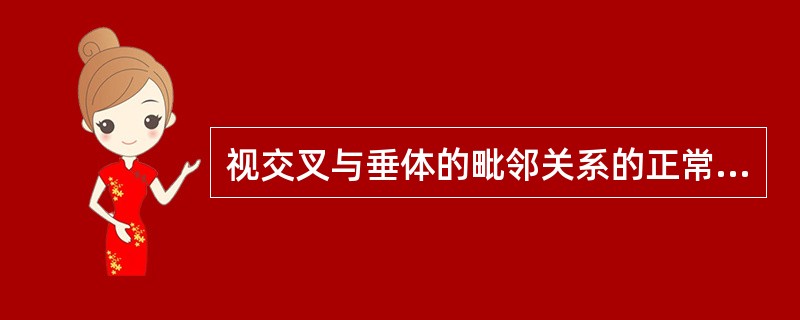 视交叉与垂体的毗邻关系的正常位是（）