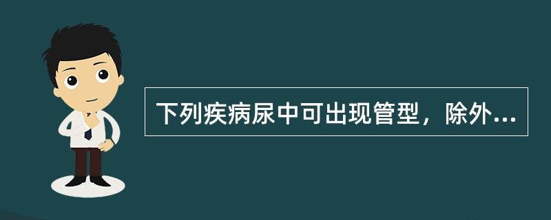 下列疾病尿中可出现管型，除外（）