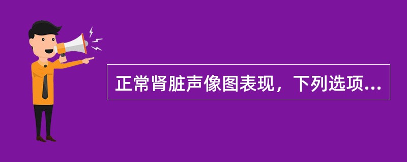 正常肾脏声像图表现，下列选项不正确的是（）。