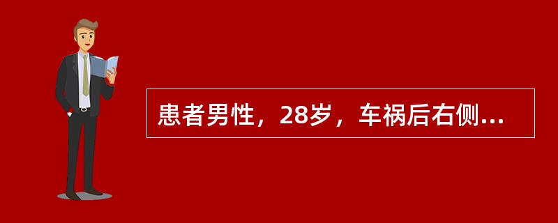 患者男性，28岁，车祸后右侧肱骨畸形1h，拍X线片发现右肱骨中下1／3骨折，给患