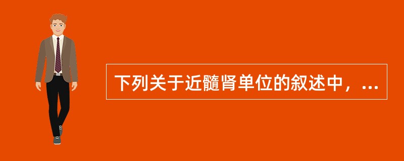 下列关于近髓肾单位的叙述中，错误的为（）