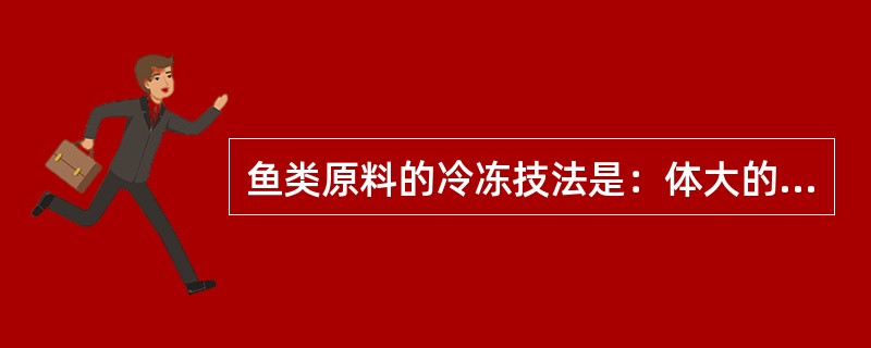 鱼类原料的冷冻技法是：体大的鱼可以单独冷冻，鱼体小的可以装盘（）冷冻。