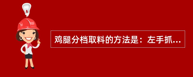 鸡腿分档取料的方法是：左手抓住一侧鸡腿，用刀在腰窝处划断（），反关节用力，再用刀