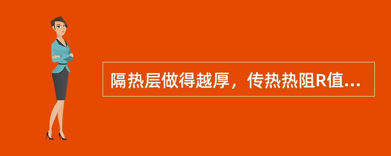 隔热层做得越厚，传热热阻R值越大，外界传入的热量越大。