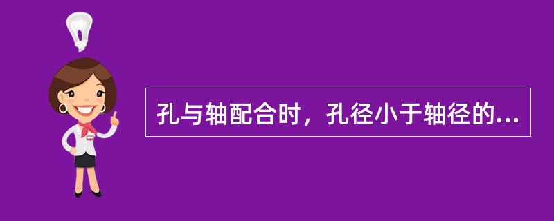 孔与轴配合时，孔径小于轴径的称为（）。