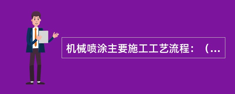 机械喷涂主要施工工艺流程：（）--（）--（）--（）。