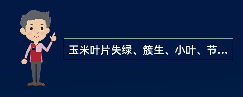 玉米叶片失绿、簇生、小叶、节间缩短、植株矮小、生长受抑制是由于缺（）