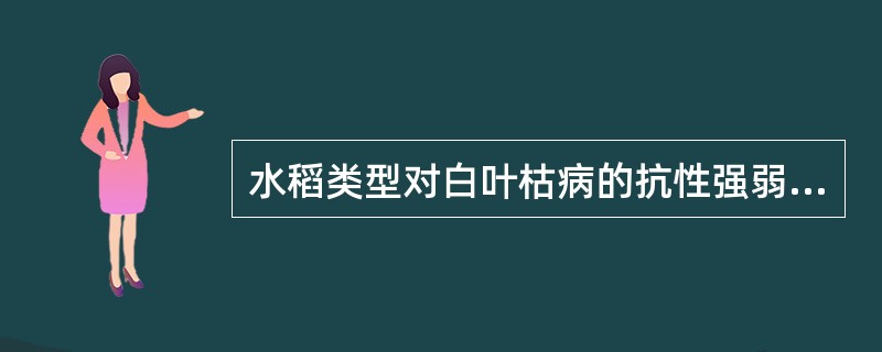 水稻类型对白叶枯病的抗性强弱次序：（）。