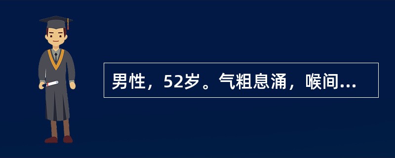 男性，52岁。气粗息涌，喉间痰鸣如吼，痰白质粘，难以咯出，烦闷不安，口苦，口渴喜