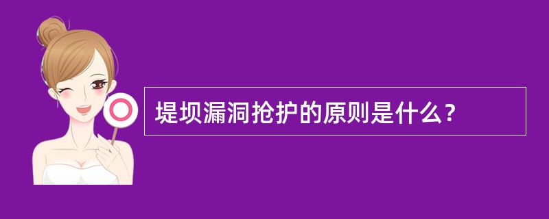 堤坝漏洞抢护的原则是什么？