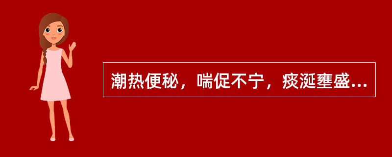 潮热便秘，喘促不宁，痰涎壅盛，苔黄滑，脉右寸实大。治法：宣肺化痰，泄热攻下，方选