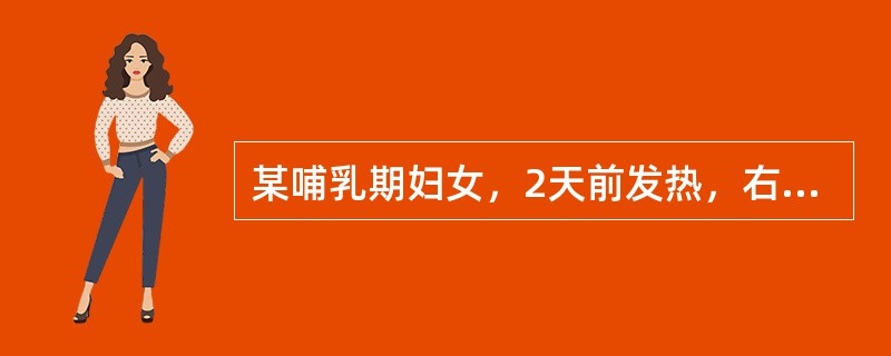 某哺乳期妇女，2天前发热，右乳房外侧疼痛、拒按，触及一花生大小包块，边界清楚、质