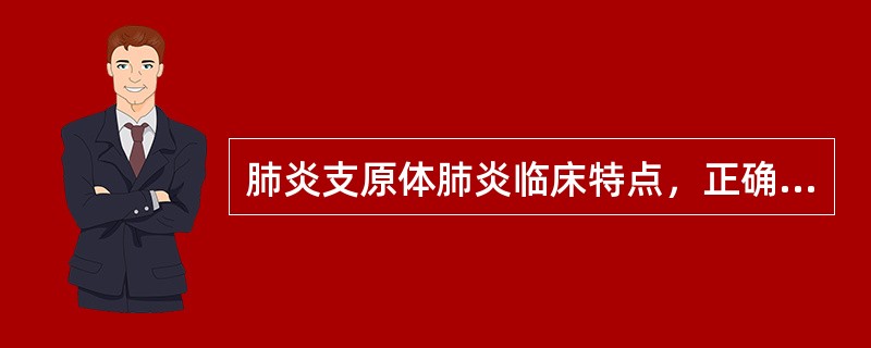 肺炎支原体肺炎临床特点，正确的是（）