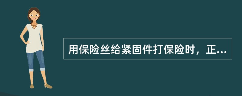 用保险丝给紧固件打保险时，正确的作法是什么？（）