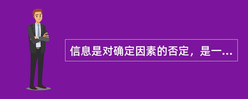 信息是对确定因素的否定，是一种甄别和筛选的手段。