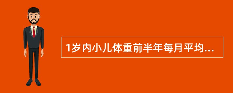 1岁内小儿体重前半年每月平均增长（）。